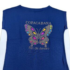 NEW | Brazilian's Vibe Bateau Neck Viscose Top Size S Blue